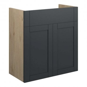Etta 600mm Standard Basin Unit - Matt Graphite Grey (Oak Cabinet)