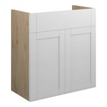 Etta 600mm Standard Basin Unit - Matt White (Oak Cabinet)