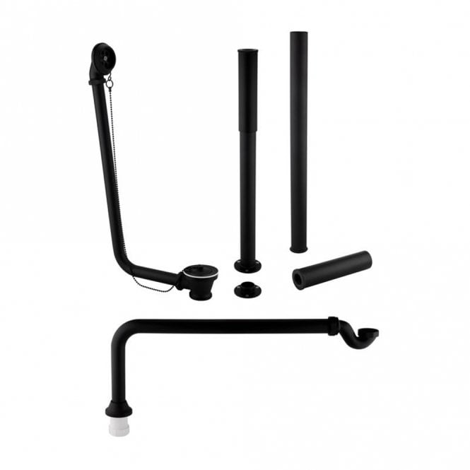Dove Bathrooms Exposed Bath Plug & Chain Waste w/Pipe Shrouds - Matt Black
