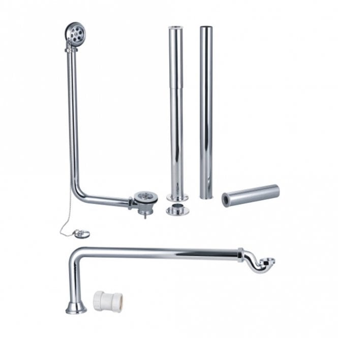 Dove Bathrooms Exposed Bath Plug & Chain Waste With Pipe Shrouds - Chrome