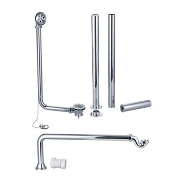 Exposed Bath Plug & Chain Waste With Pipe Shrouds - Chrome