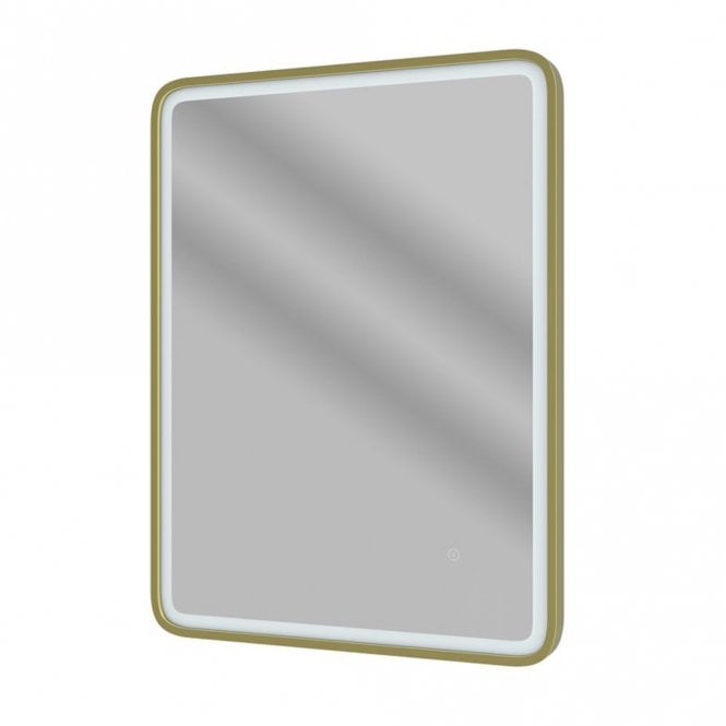 Dove Bathrooms Gleam 800x600mm Rectangle Front-Lit LED Mirror - Brushed Brass