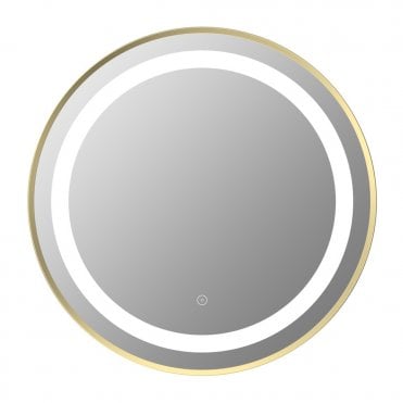 Glow 600mm Round Front-Lit LED Mirror - Brushed Brass