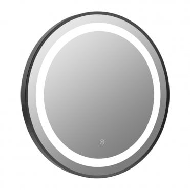 Glow 600mm Round Front-Lit LED Mirror - Matt Black