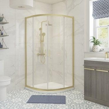 Haven Brushed Brass 800mm 2 Door Quadrant Shower Enclosure
