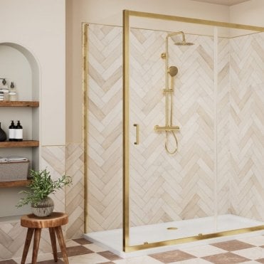 Haven Brushed Brass 900mm Shower Side Panel