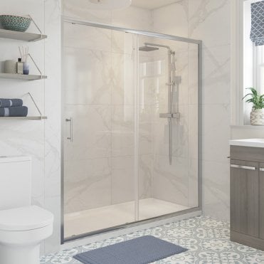 Haven Chrome 1100mm Sliding Shower Door