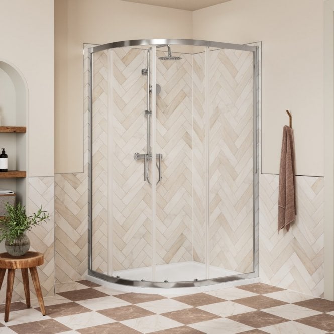 Dove Bathrooms Haven Chrome 1200 x 800mm Easy-Fit 2 Door Offset Quadrant Shower Enclosure