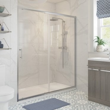 Haven Chrome 1400mm Sliding Shower Door
