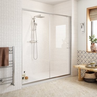 Haven Chrome 1500mm Easy-Fit Sliding Shower Door