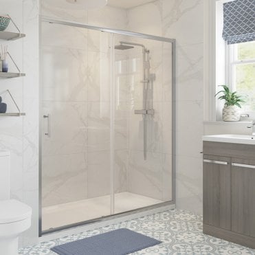 Haven Chrome 1700mm Sliding Shower Door