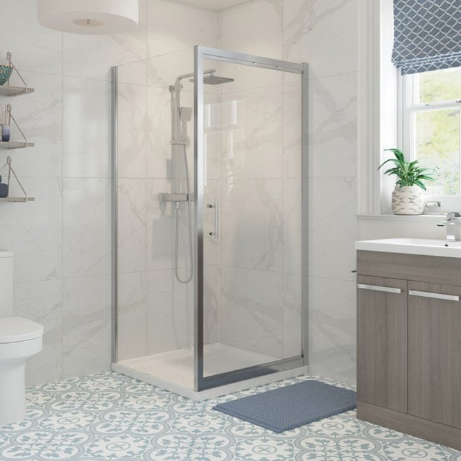 Dove Bathrooms Haven Chrome 800mm Infold Shower Door