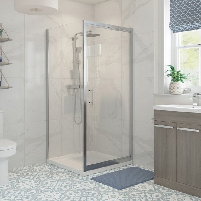 Dove Bathrooms Haven Chrome 900mm Infold Shower Door