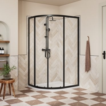 Haven Matt Black 1000 x 800mm 2 Door Offset Quadrant Shower Enclosure