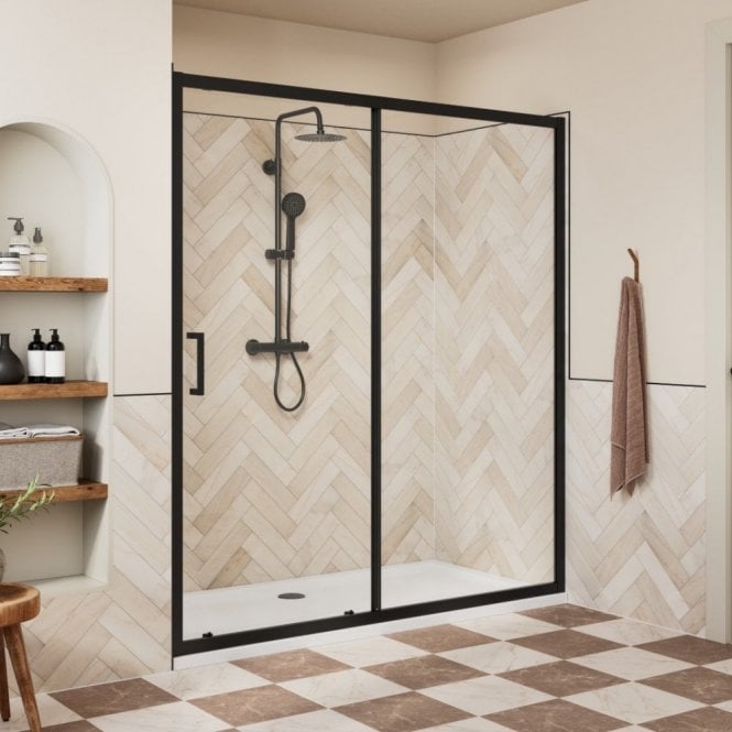 Dove Bathrooms Haven Matt Black 1000mm Sliding Shower Door
