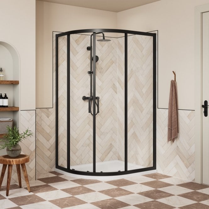 Dove Bathrooms Haven Matt Black 1200 x 800mm 2 Door Offset Quadrant Shower Enclosure