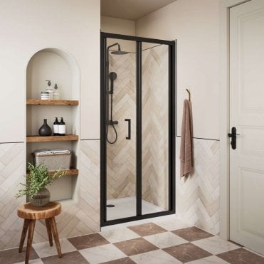 Haven Matt Black 760mm Bi-Fold Shower Door