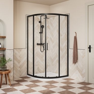 Haven Matt Black 900mm 2 Door Quadrant Shower Enclosure