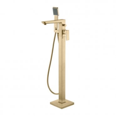 Ivy Floor Standing Bath/Shower Brushed Brass Mixer Tap