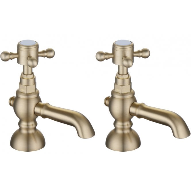 Dove Bathrooms Katie Basin Pillar Taps - Brushed Brass
