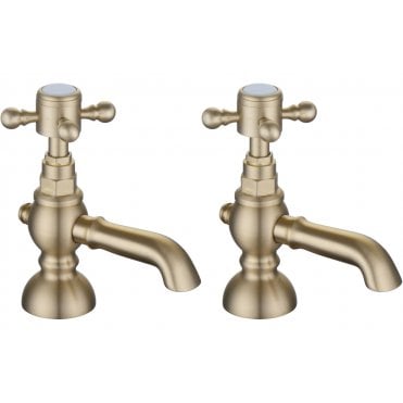 Katie Basin Pillar Taps - Brushed Brass