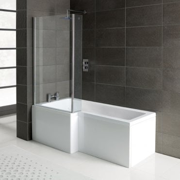 L-Shaped 1700mm x 700mm 0TH Shower Bath inc. Panel & Screen