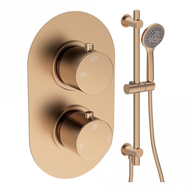 Dove Bathrooms Lagune Brushed Bronze Round 1 Outlet Concealed Mixer with Shower Rail