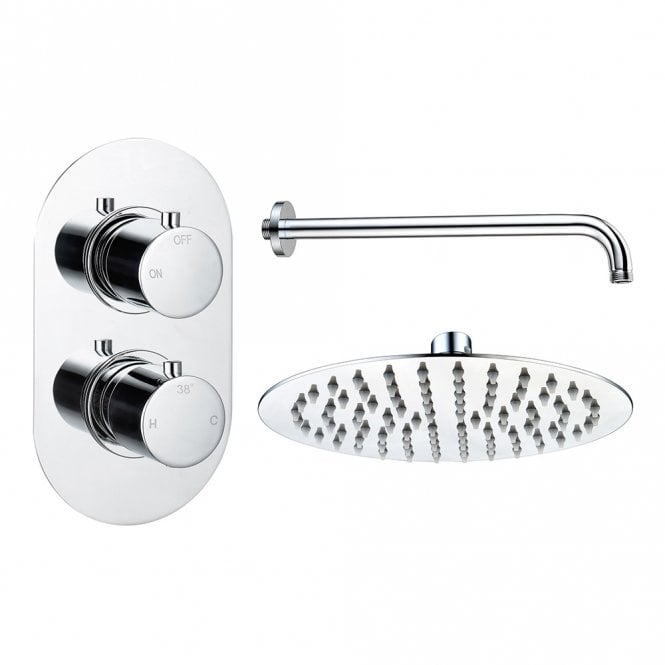 Dove Bathrooms Lagune Chrome Round 1 Outlet Concealed Mixer with Overhead Shower