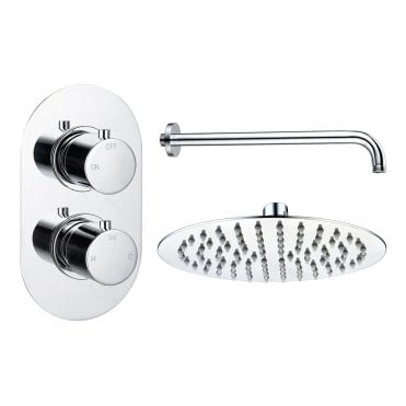 Lagune Chrome Round 1 Outlet Concealed Mixer with Overhead Shower