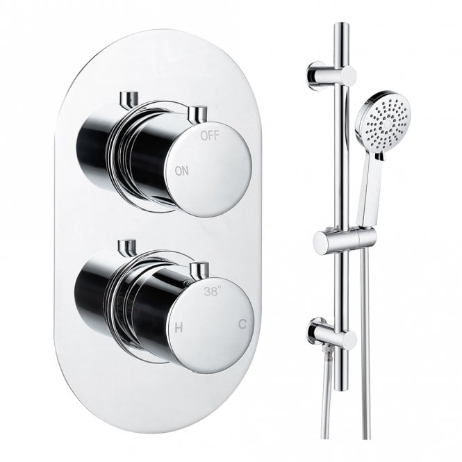 Dove Bathrooms Lagune Chrome Round 1 Outlet Concealed Mixer with Shower Rail