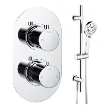 Lagune Chrome Round 1 Outlet Concealed Mixer with Shower Rail