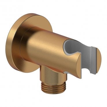 Lagune Round Handset Wall Bracket with Wall Outlet - Brushed Bronze