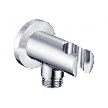 Lagune Round Handset Wall Bracket with Wall Outlet - Chrome