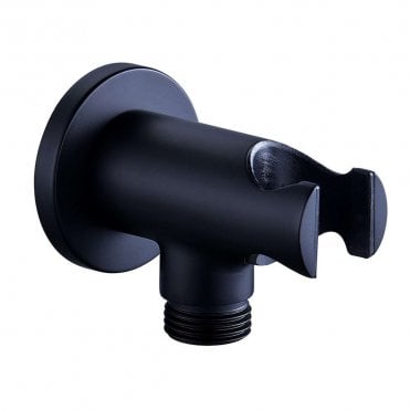 Lagune Round Handset Wall Bracket with Wall Outlet - Matt Black