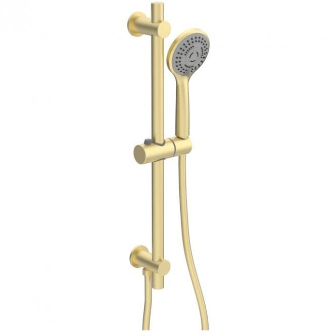 Dove Bathrooms Lagune Round Premium Slider Rail & 3 Mode Handset - Brushed Brass