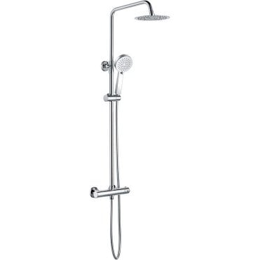 Lagune Round Thermostatic Bar Mixer with Fixed Head & Handset - Chrome