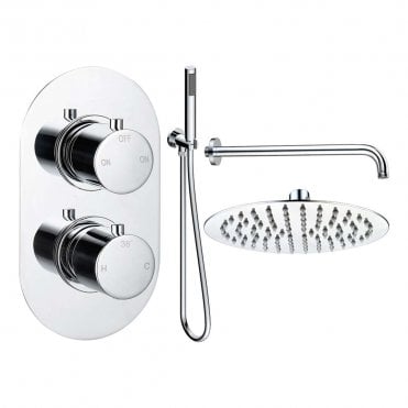 Lagune Round Thermostatic Shower Pack with Fixed Head & Handset - Chrome