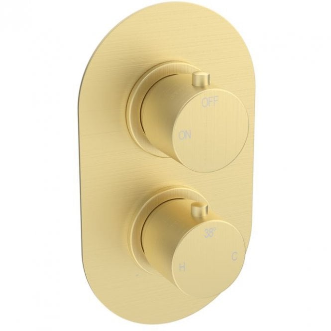 Dove Bathrooms Lagune Thermostatic Single Outlet Twin Shower Valve - Brushed Brass