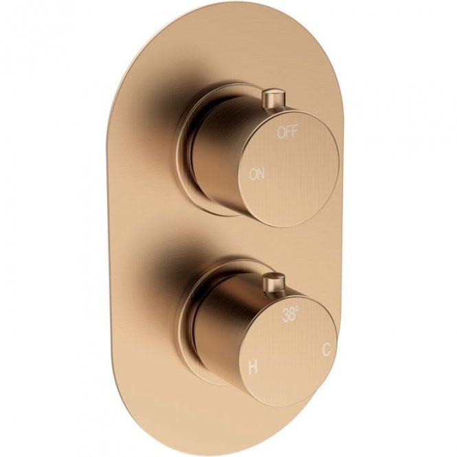 Dove Bathrooms Lagune Thermostatic Single Outlet Twin Shower Valve - Brushed Bronze