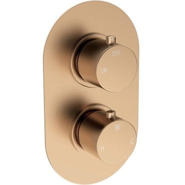 Lagune Thermostatic Single Outlet Twin Shower Valve - Brushed Bronze
