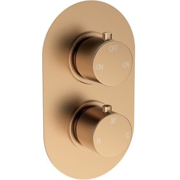 Lagune Thermostatic Two Outlet Twin Shower Valve - Brushed Bronze