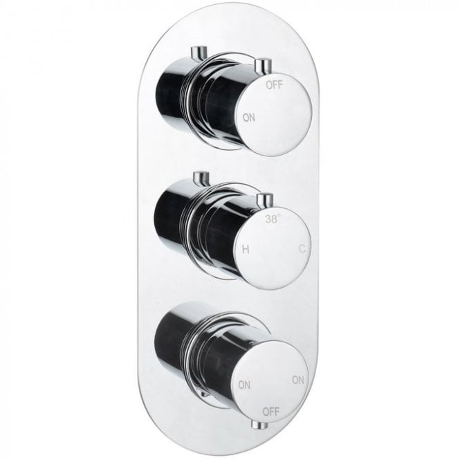 Dove Bathrooms Lagune Triple Round Concealed Thermostatic Three Outlet Shower Valve - Chrome