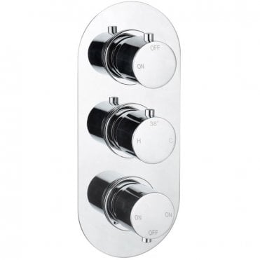 Lagune Triple Round Concealed Thermostatic Three Outlet Shower Valve - Chrome
