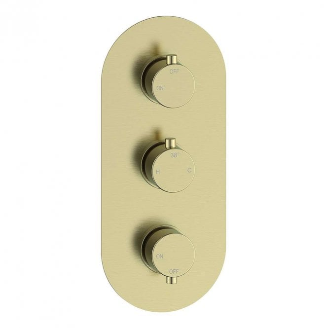 Dove Bathrooms Lagune Triple Round Concealed Thermostatic Two Outlet Shower Valve - Brushed Brass