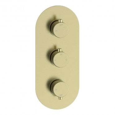 Lagune Triple Round Concealed Thermostatic Two Outlet Shower Valve - Brushed Brass