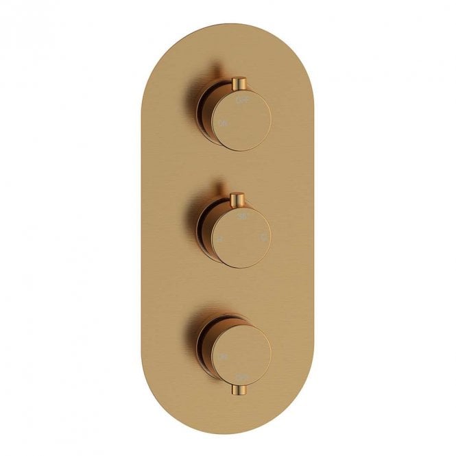 Dove Bathrooms Lagune Triple Round Concealed Thermostatic Two Outlet Shower Valve - Brushed Bronze