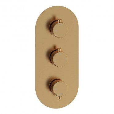 Lagune Triple Round Concealed Thermostatic Two Outlet Shower Valve - Brushed Bronze