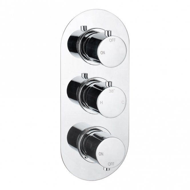 Dove Bathrooms Lagune Triple Round Concealed Thermostatic Two Outlet Shower Valve - Chrome