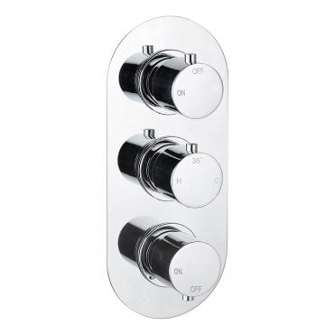 Lagune Triple Round Concealed Thermostatic Two Outlet Shower Valve - Chrome