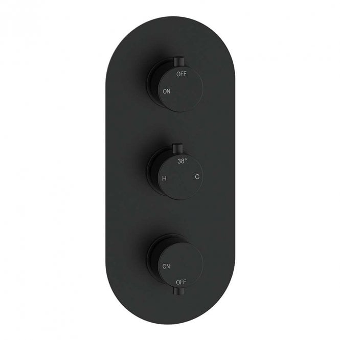 Dove Bathrooms Lagune Triple Round Concealed Thermostatic Two Outlet Shower Valve - Matt Black